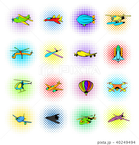 Aviation Icons Set, comics style 40249494