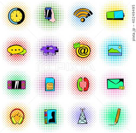 Mobile icons set, comics style 40249495