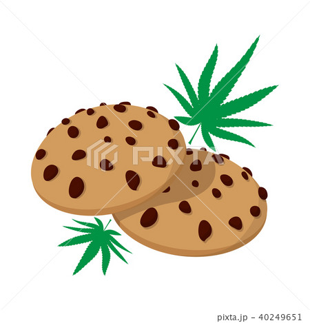Chocolate chip cookies with marijuana lea icon Chocolate chip cookies with marijuana lea icon 40249651