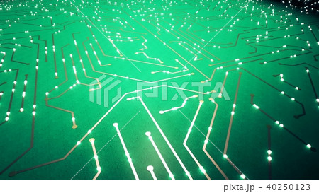 Flying over the chip with a flying electrons. 3D rendering Flying over the chip with a flying electrons. 3D rendering 40250123