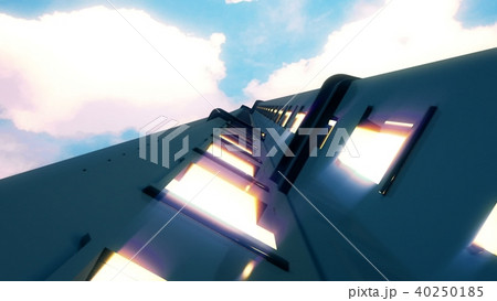 Modern Skyscraper with Blue Sky and Sun 3D rendering 40250185