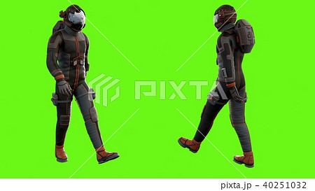 Walk a sci-fi astronaut.. 3D rendering 40251032