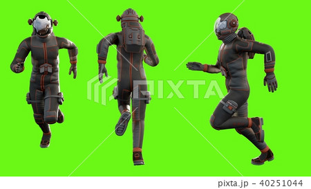 Running a sci-fi astronaut.. 3D rendering 40251044