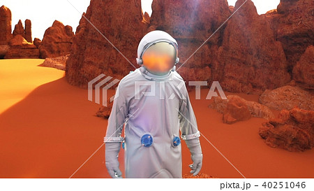 Astronaut on the Mars planet.. 3D rendering 40251046