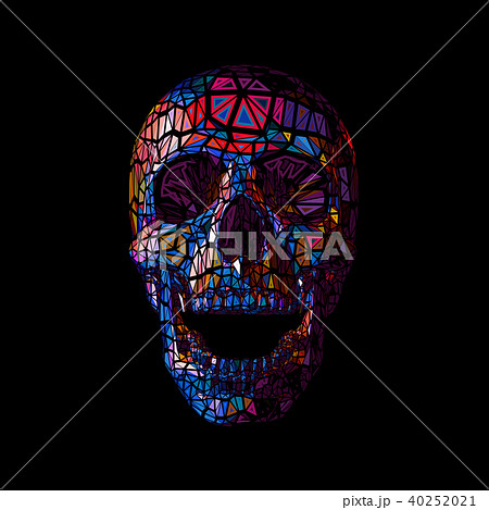 Low poly colorful tribe skull on black BG 40252021