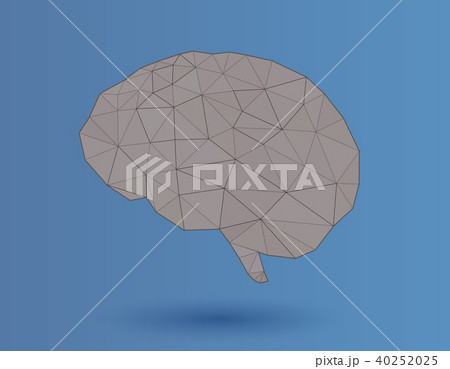 Low poly graphic brain isolated on blue BG 40252025
