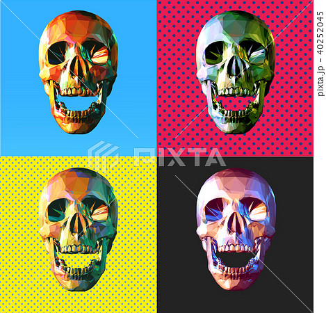 Various Colorful Skull Pop Art Style Illustrationのイラスト素材