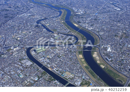 荒川緑地と隅田川の蛇行/空撮 荒川緑地と隅田川の蛇行/空撮 40252259