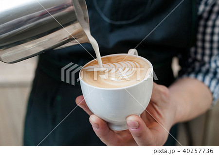 barista skills pour milk latte cup coffee bar 40257736