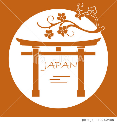 Branch of cherry blossoms and torii, ritual gates 40260400