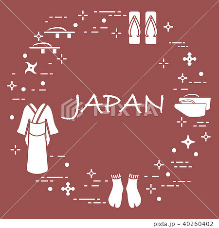 Traditional japanese clothing, shoes and shurikens 40260402