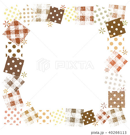 チェックとドット柄 背景素材 フレーム ブラウンのイラスト素材
