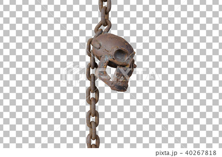 rusty skull with rust chain with clipping path rusty skull with rust chain with clipping path 40267818