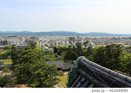 松江城（国宝）から宍道湖の眺め 40268890