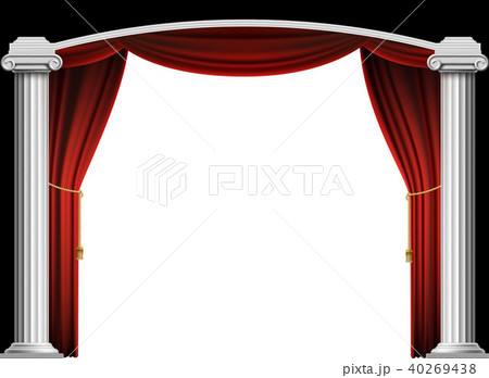 Red curtain and marble antique columns Red curtain and marble antique columns 40269438