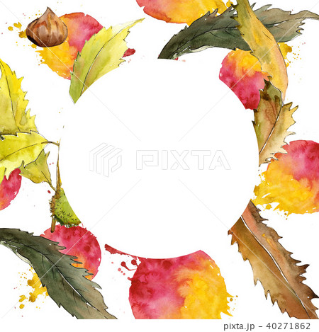Sweet leaves chestnut in a watercolor style frame. 40271862