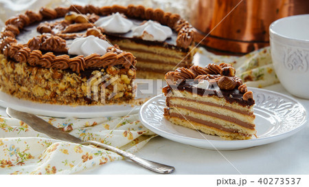 soviet cake Leningrad, shortcrust pastry layers  40273537