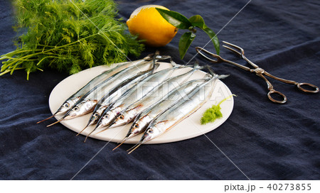 raw fresh needlefish ready to cook 40273855
