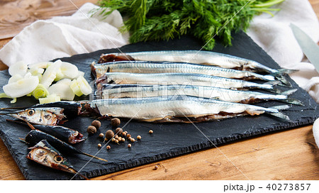 raw fresh needlefish ready to cook 40273857