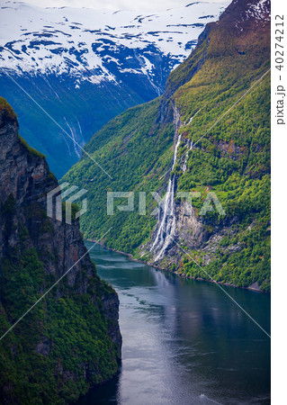 Geiranger fjord, Norway waterfall Seven Sisters 40274212