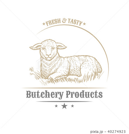 Isolated vintage gold emblem for farm with Lamb animal Isolated vintage gold emblem for farm with Lamb animal 40274923