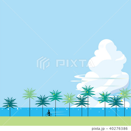 ヤシの木と入道雲の南国の夏の日 ヤシの木と入道雲の南国の夏の日 40276386