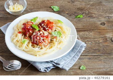 Spaghetti pasta with meatballs Spaghetti pasta with meatballs 40279161