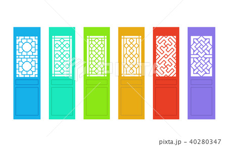Rectangle Chinese door with pattern in flat vector 40280347