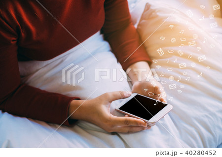 Woman using Smartphone Social media network Woman using Smartphone Social media network 40280452