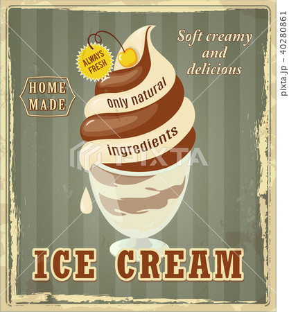 yellow cherry ice cream on the green vintage 40280861