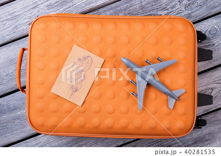 Top View Travel Stuff On Wood. Top View Travel Stuff On Wood. 40281535