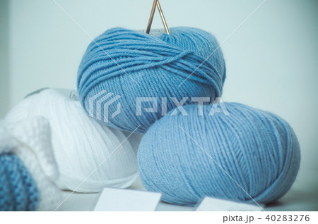 blue and white  wool balls in  in fashion store 40283276