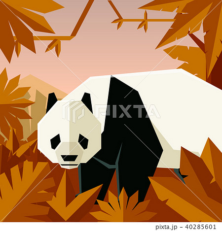 Flat geometric jungle background with Panda 40285601