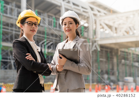 Female engineers looking at the camera. 40286152