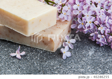 Handmade soap scrub and lilac 40286255