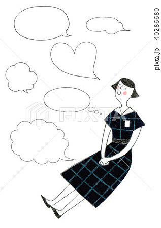 想像力豊かな女の子のイラスト素材