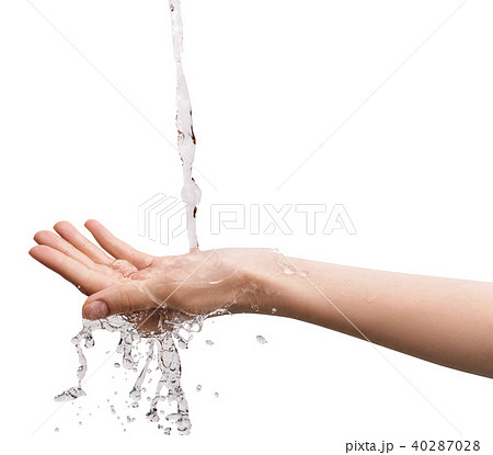 Female hand under the stream of water. 40287028
