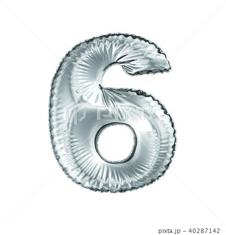 Number 6 six made of silver balloon isolated on a white background. 40287142