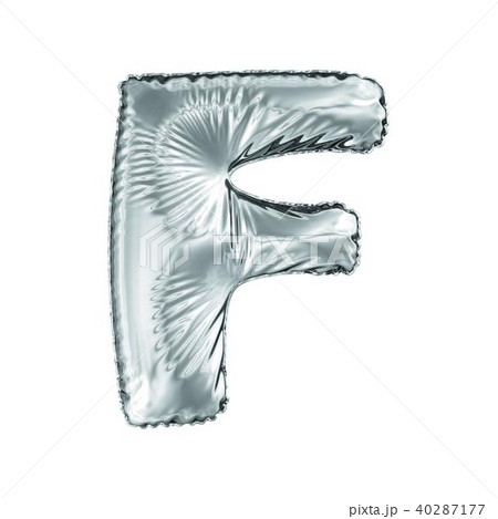 Silver letter F made of inflatable balloon isolated on white background. Silver letter F made of inflatable balloon isolated on white background. 40287177