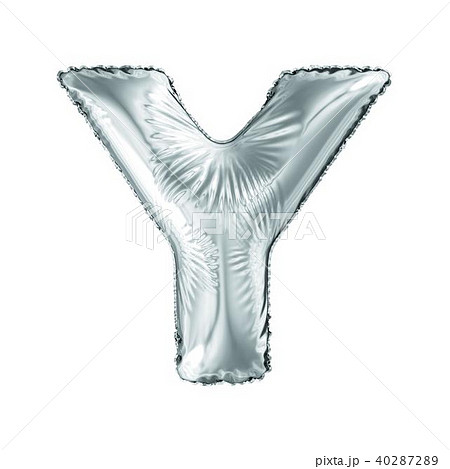 Silver letter Y made of inflatable balloon isolated on white background. 40287289