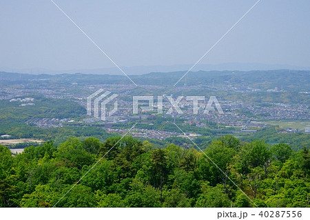 空撮・五月の若草山山頂からの眺望２（北部・高の原方面） 40287556
