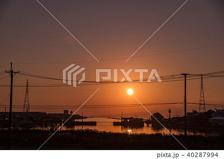 九州の世界遺産 三池港の夕日 九州の世界遺産 三池港の夕日 40287994