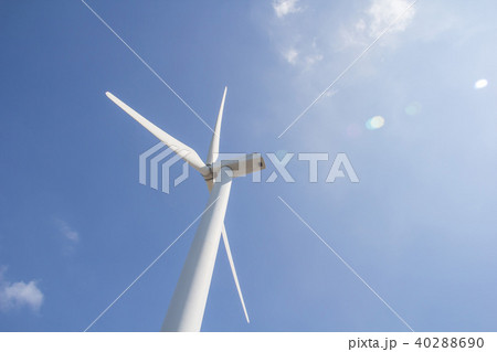 wind turbine against partly cloudy blue sky wind turbine against partly cloudy blue sky 40288690
