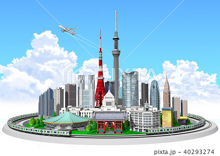 街並み、東京、山手線入道雲 街並み、東京、山手線入道雲 40293274