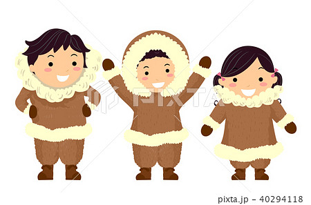 Stickman Kids Eskimos Illustration 40294118