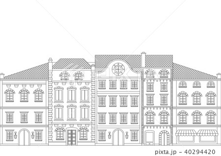 Old european houses. Flat outline drawing 40294420