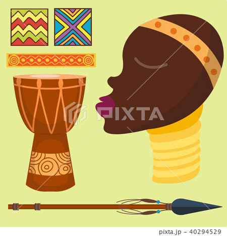 Africa vector icons jungle tribal and maasai ethnic african woman ancient safari traditional travel 40294529