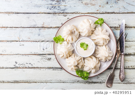 Georgian dumplings Khinkali with meat Georgian dumplings Khinkali with meat 40295951