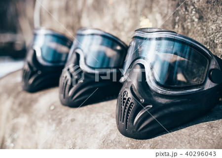 Paintball masks with glasses closeup, nobody 40296043