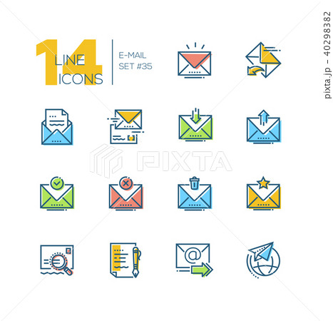 Email - set of line design style icons Email - set of line design style icons 40298382